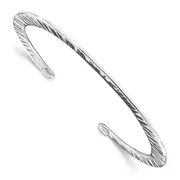 Sterling Silver Polished Hammered Open Bangle
