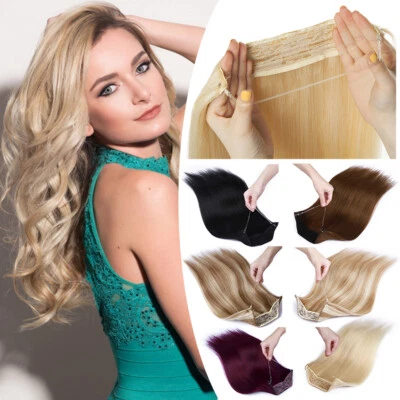 Secret Hidden Wire In 100% Human Remy Hair Extensions One Piece Full THICK Wefts