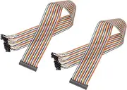 uxcell 2 Pcs IDC Rainbow Wire Flat Ribbon Cable FC-Female to 40P 11.8 Inch Length 2.54mm Pitch Breadboard Jumper Wires for Electronic Projects