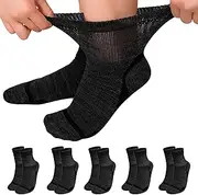LOFIR Bamboo Diabetic Socks for Women: Extra Wide Top Ankle Socks for Men - Non Elastic Gentle Loose Seamless for Swollen Feet Size 6-11 5 Pairs