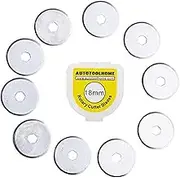 AUTOTOOLHOME 18mm Rotary Cutter Blades 10 Pack Replacement Rotary Blades Cutting Fabric Paper Quilting Scrapbooking Sewing Patchwork Tool