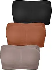 [Boao] Women Bandeau Bra Padded Strapless Bralette Bra Seamless Bandeau Tube Top
