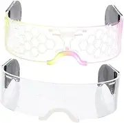 [CORHAD] 2pcs Glowing Glasses Halloween Light up Glasses Light up Eyewear Glasses Women LED Light Glasses 2023 Party Glasses Rave Glasses Futuristic Eyewear Luminous Eyewear Acrylic