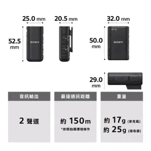 【SONY 索尼】ECM-W3 一對二無線麥克風(公司貨 保固12個月)