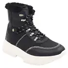 Sugar Women Winter Combat Boots Perri Size US 8.5M Black White Faux Fur