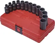 SUNEX TOOLS 3338 3/8-Inch Drive 12 Point Metric Semi-Deep Impact Socket Set