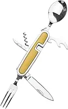 Camping Cutlery | Stainless Steel Backpacking Cutlery - Foldable Multi-Functional Flatware for Backpacking, RV Camping, Barbecue, Tailgating, Wilderness Survival