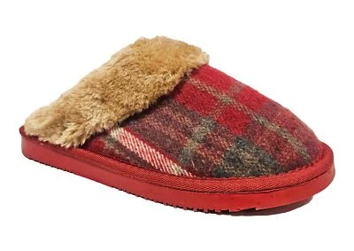 Jo & Joe Shetland Tartan Slipers Womens Fleece Lined Mule Comfort Slippers