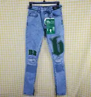NWT LIMITED BoohooMAN Burna Boy Super Skinny Distressed Patch Jeans Size 30 x 33