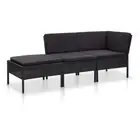 Poly Rattan Lounge Set Modern Style Modular Patio Garden Sofa With Cushions 3pcs