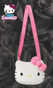 Sanrio Hello Kitty Face Shaped Plush Shoulder Bag Handbag Pink Bow Authentic