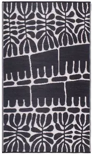 Black and Cream Recycled Plastic Outdoor Rug