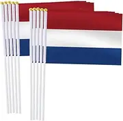 Netherlands Handheld Small Flag Set,10 PCS 5×8 Inch Mini Dutch Hand Held Banner,Tiny Digital Printed Polyester Banner