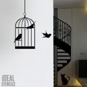 Bird Cage Silhouette Stencil Home Wall Decor Craft Painting Ideal Stencils Ltd