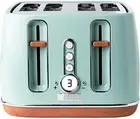 Dorchester Green Toaster 4 Slice – Modern LCD Display - 6 Browning Levels - W...