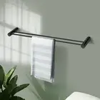 ACA 600mm Black Double Towel Rail Rack Bars SS304 Bathroom Wall Holder Round