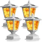 Solar Post Flame Light,Outdoor Deck Fence Post Cap LED Light,Waterproof 4x4 5...