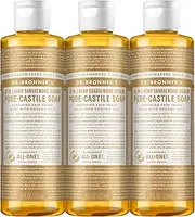 Dr. Bronner's - Pure Castile Liquid Soap 3 Pack - Organic Coconut Oil - Sandalwood Jasmine Scent - (3x237ml)