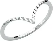 [JewelryWeb] 14k White Gold V shape For Women Sparkle Cut Band Ring Size 7-Band Style-Ring