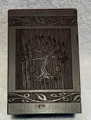 Handcrafted Small Wooden ‘Tree of Life’ Cremation (3 1/8”Lx2 5/8”Wx4.75”H) Box