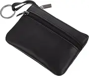 Mobestech Coin Purse Leather Genuine Mens Tray Cash Change Wallet Key Holder Money Pouch Keychain Design Zipper Small Wallet Coin Change Purse (Black)