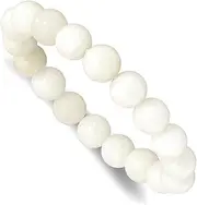 [JewelryWeb] White Dyed Jade 10.00mm Beaded Stretch Bracelet-Stretch-Bracelet for Women