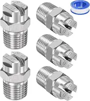 uxcell 5-Pack Flat Fan Spray Tip, 80 Degree 1/4BSPT Male Stainless Steel Pressure Washer Nozzles Cleaner Nozzle Replacement W Sealing Tape for Water Guns (2mm Orifice)