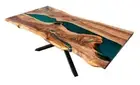 Live edge resin river dining table with turquoise / teal Epoxy resin table tops