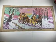 Diamant Needlepoint Tapestry Canvas Horse Carriage Sleigh 43in X 19in 10 Count