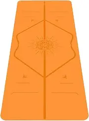 Liforme Happiness Yoga Mat - The World's Best Eco-Friendly, Non Slip Yoga Mat with The Patented Alignment Marker System - Biodegradable and Natural Rubber Yoga Mat - Happiness Orange Special Edition