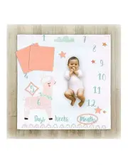 [The Peanutshell] Little Haven Cotton Muslin Milestone Blanket Wrap 101cm in Multi