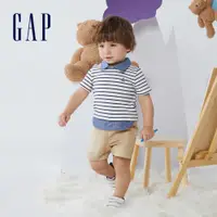 在飛比找蝦皮商城優惠-Gap 嬰兒裝 假兩件拼接短袖包屁衣/連身衣 布萊納系列-藍