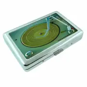 Retro Record Vinyl Image Silver Metal Cigarette Case Wallet