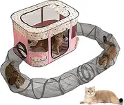 Outdoor Cat Tunnel Enclosure | Outside Small Animals House Portable Tent - Easy Setup Spacious Bored Cat Outside Play Toy for Patio Lawn Yard Garden