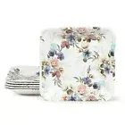 Melamine Square Starters Quarter Plates Floral Printed (8 Inch Set of 6)
