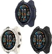 3-Pack Case Compatible with Garmin Fenix 8 47MM Solar, Armor Skeleton Smart Watch Replacement Cases, Bumper Hollow Screen Protector for Fenix8 47mm Solar Accessories (3 Pack C)