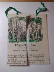 Handmade Laminated Set Of 2 Bookmarks Elephant Jungle Theme-by Lexi