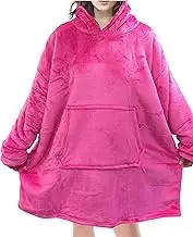 Wearable Blanket Hoodie, Ultra Plush Comfy Oversize Sweatshirt, Cozy Fleece Blanket with Giant Pocket, Warm for Adult Women and Men, One Size Fits All (Pink)
