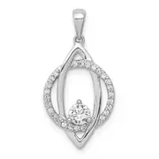 14k White Gold 1/3ct. Real Diamond Fancy Circle Pendant