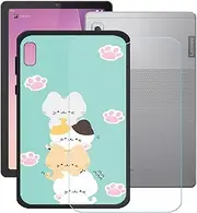 LCEHTOGYE Case for Lenovo Tab M9 + Tempered Glass Screen Protector, Slim Black Shock-Absorption Soft TPU Bumper Protective Phone Case Cover for Lenovo Tab M9 (9,0") - KE70