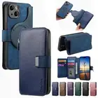 Magnetic Detachable Zipper Wallet Stand Case For iPhone 16+ 14 13 12 16 Pro Max