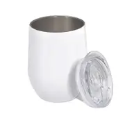 Catzon 360ml Stainless Steel Insulated Coffee Tumbler Stemless with Sliding Lid-White