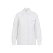 [Peserico] Peserico-Cappucino Brown Cotton Striped Shirt-Donna 38 IT