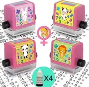 Math Roller Stamp Digital Teaching Teacher Parents Stamp Early Educational Addition Subtraction Multiplication and Division Home School (Pink, Multiplication&Division&Addition&Subtraction)