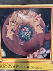 Cantina Tostados Platter 15" Terracotta Chip Dip Bowl NEW Italy