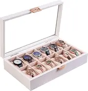 ProCase Wooden Watch Box for Men, 12 Slot Watch Display Case Mens Watch Box Organizer, Wood Watch Storage Watch Cases for Men Women Watch Holder Organizer -White