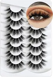 Happy Heartbeat False Eyelashes 5D Fluffy Thick Dramatic Soft Faux Mink Lashes Volume Long Natural Wispy Reusable Makeup Fake Eye Lashes Pack 7 Pairs Happy Heartbeat (No.363)