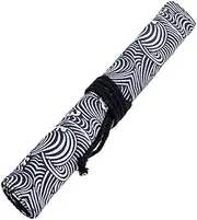 TEHAUX Slot Canvas Pen Bag Print Large-capacity Paint Brush Roll-up Holder Washable Storage Case for Art Supplies for Students Artists