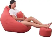 UYSOFRCV Sofa-Cover Lazy Beanbag Sofas Cover Without Filler, Adults Large High Back Bean Bag Sofa Cover Recliner Gaming Storage Bag for Indoor Outdoor BeanBag Chair No Filling,Red,L