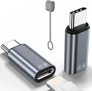 2 Pack Lightning to USB C Adapter for iPhone 15/16/16 Pro Max/Plus,Samsung S24,Support Charging,Type C Charger Connector Cable,Lightning Female to USB C Male Adapter,Not for Audio- Gray